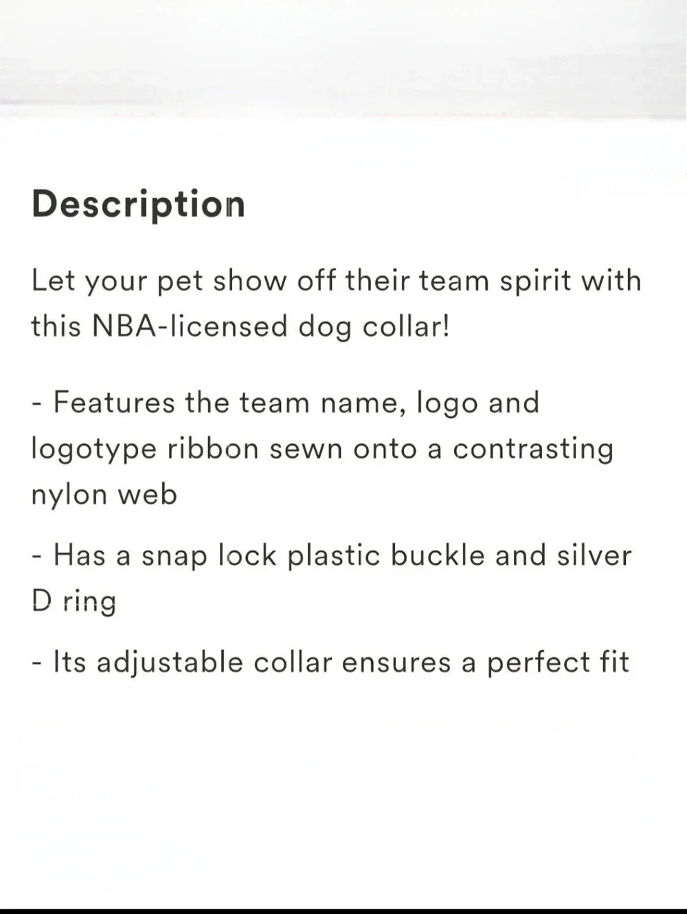 NBA Los Angeles Lakers Pet Dog Collar Adjustable Size Large New NIP